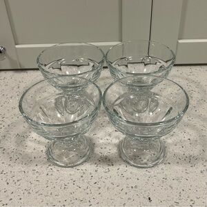 Vintage PYREX | Set of 4 | Clear Glass Dessert Ice Cream Bowls | 4” tall